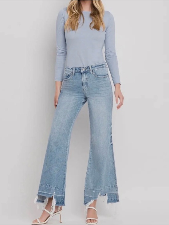 Flying Monkey Denim - Light Blue High-Rise FlaredJeans - Women's Denim